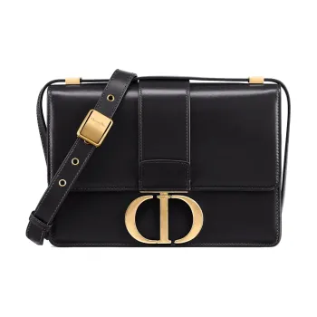 DIOR 30 Montaigne Smooth Cow Leather Box Bag, Handbag, Crossbody Bag, Shoulder Bag Women's Black