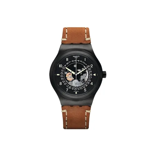 SWATCH Men’s Sistem 51 Irony Series Wrist Watch YIB402 Black/Brown