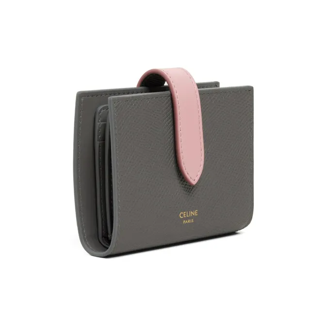 CELINE Cow Leather Wallet Trumpets Women's Gray/Vintage Pink-1
