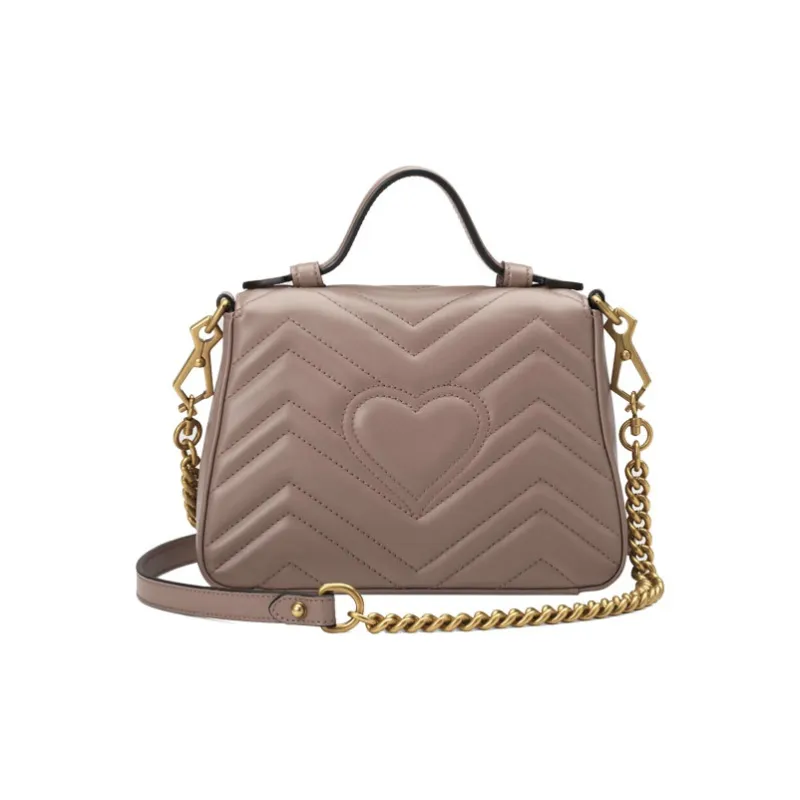 GUCCI GG Marmont Quilting Leather Messenger Bag Shoulder Bag Crossbody Bag Handbag Mini Women's Nude Pink-3