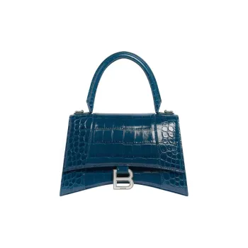 Balenciaga Crocodile Pattern Embossed Cow Leather Crossbody Bag Clutch Women's Blue