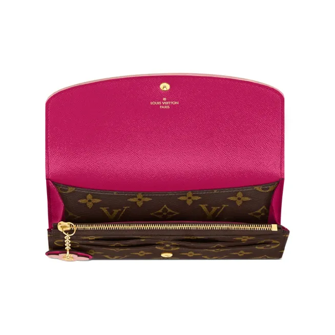 LOUIS VUITTON Emilie Canvas Wallet Regular Women's Plum Pink-3