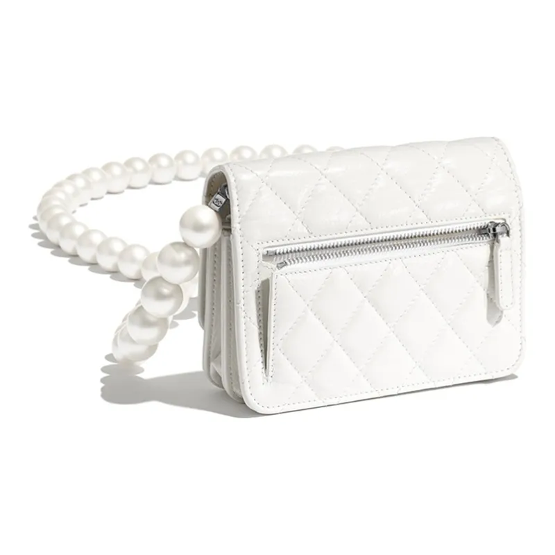 CHANEL Leather Card Holder, Coin Purse Women's White-2