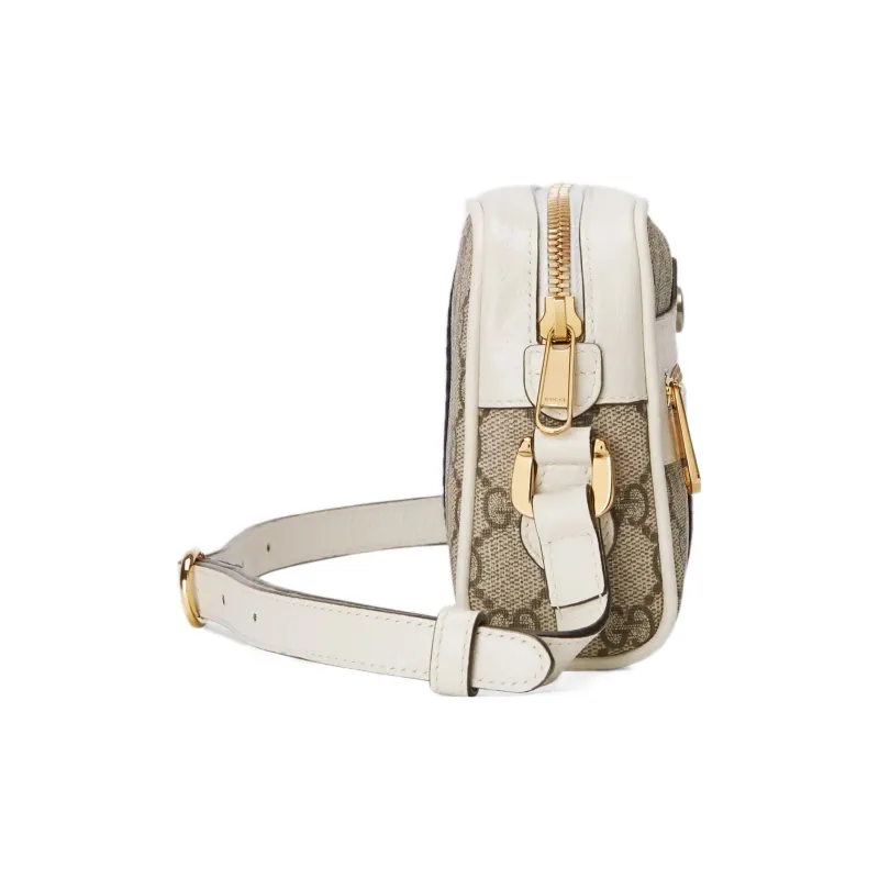 GUCCI Ophidia Canvas With Leather Crossbody Bag Shoulder Bag Women's Beige-2