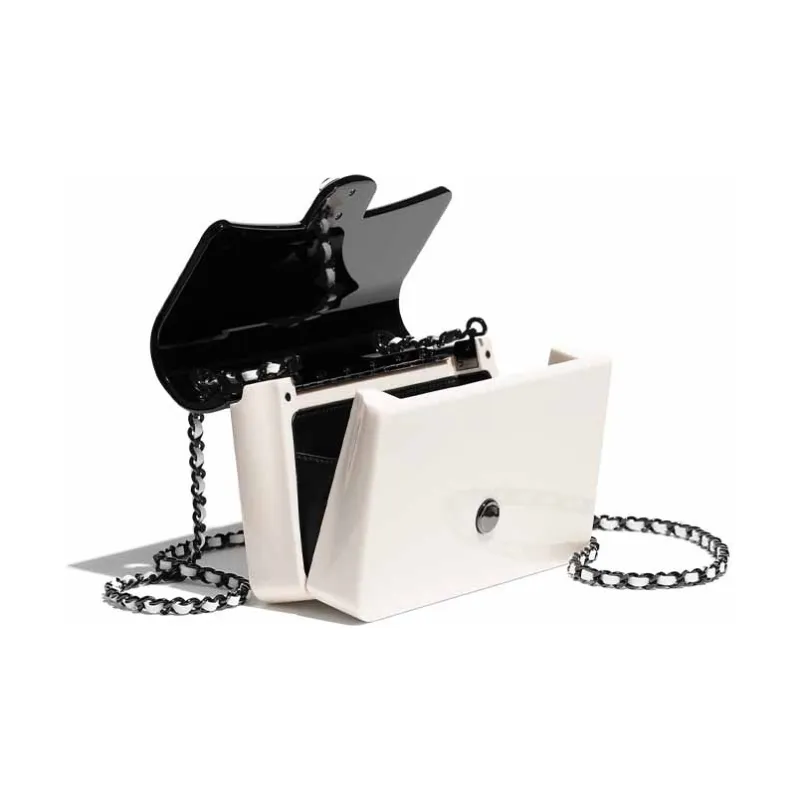 CHANEL Acrylic Shoulder Bag, Crossbody Bag Regular Women's Black/White-3