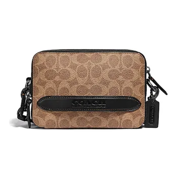 COACH Canvas With Calfskin Box Bag, Shoulder Bag, Crossbody Bag Men's Umber