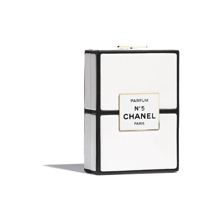 CHANEL Lambskin Shoulder Bag Crossbody Bag Mini Women's White Black Multicolor-0