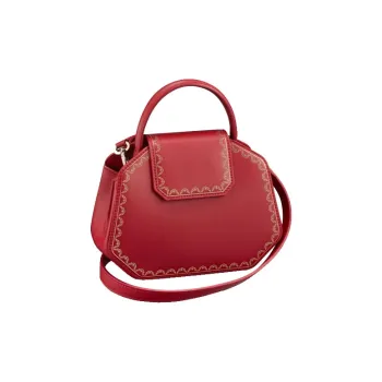CARTIER GUIRLANDE Calfskin Handbag Shoulder Bag Crossbody Bag Mini Women's Red