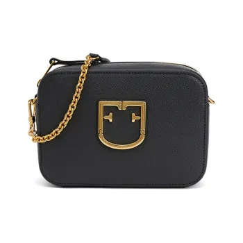 Furla Brava Camelia Leather Small Square Bag Crossbody Bag Shoulder Bag Women's Black