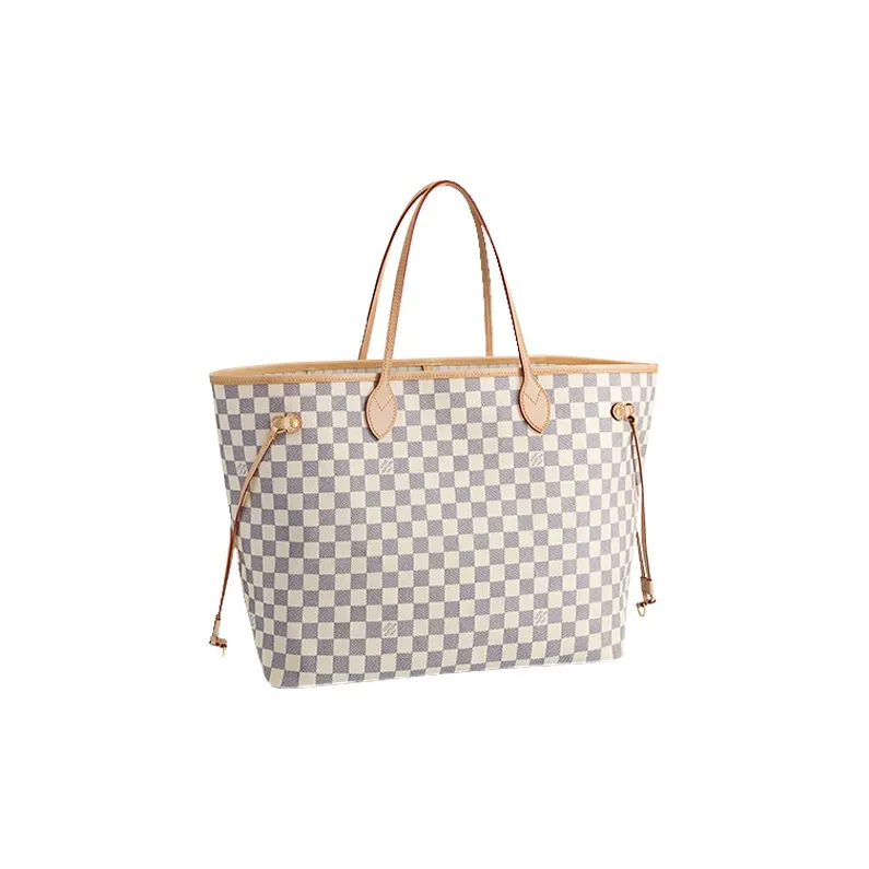 LOUIS VUITTON Canvas With Leather Tote Bag Shopping Bag Combo One Shoulder Handbag Large Size Women's White-3