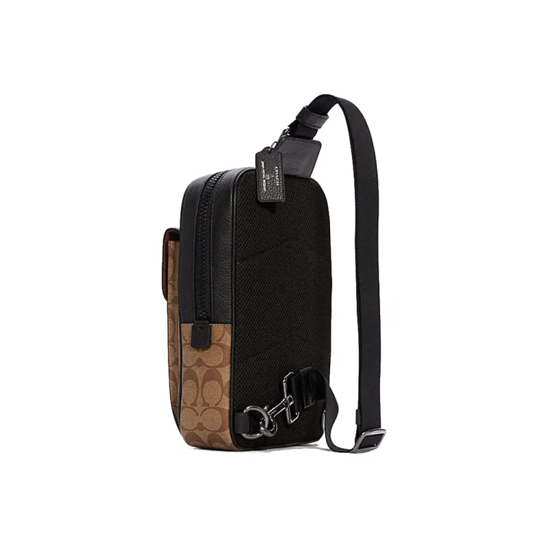 COACH Track Leather Crossbody Bags Sling Bags Small Size Unisex Black & Brown-1