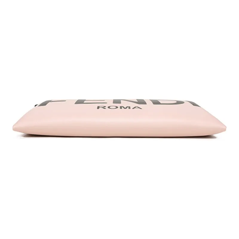 FENDI Leather Clutch Tubas Women's Pink/Black-4