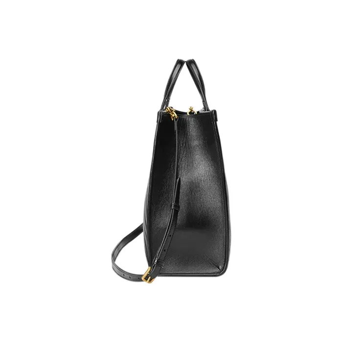 GUCCI Marmont Leather Tote Bag Shopping Bag Shoulder Bag Crossbody Bag Handbag Medium Size Unisex Black-3