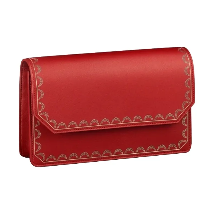CARTIER GUIRLANDE Calfskin Shoulder Bag Crossbody Bag Women's Red-1