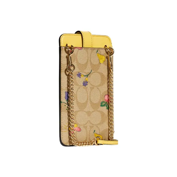 COACH Canvas With Leather Crossbody Bag With Cell Phone Pocket Women's Gold/Light Khaki/Vintage Yellow-1