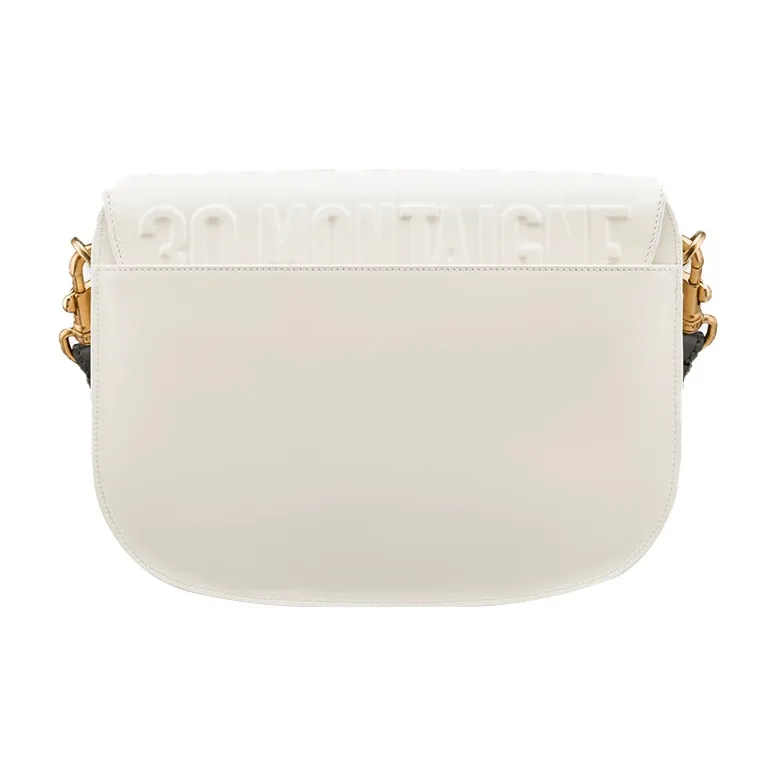 DIOR Bobby Polished Calfskin Shoulder Bag Crossbody Bag Large Size Women's Milk White-4