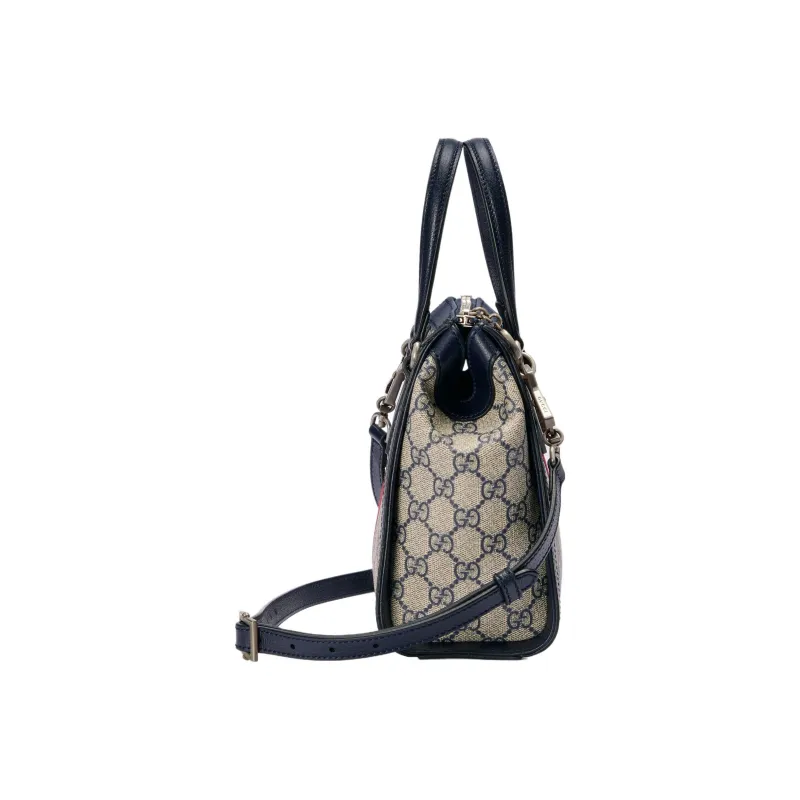 GUCCI Ophidia Canvas With Leather Tote Bag Shoulder Bag Crossbody Bag Handbag Small Size Women's Blue/Beige-3