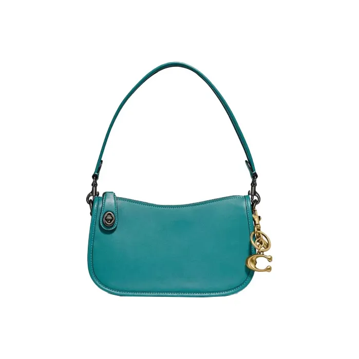 COACH Leather Mahjong Bag Shoulder Bag Handbag Shoulder Bag Medium Size Women's Blue-2