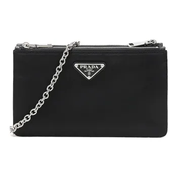 PRADA Fabric Clutches Crossbody Bag Shoulder Bag Women's Black