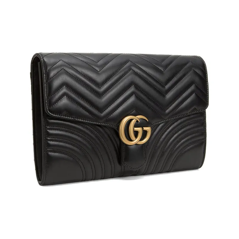 GUCCI GG Marmont Quilting Leather Clutch Regular Women's Black-1