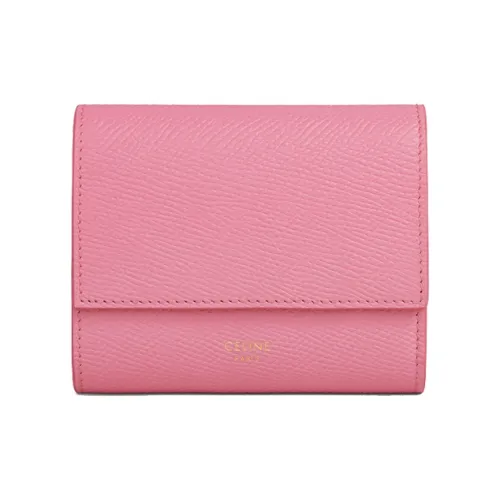 CELINE Grain Cow Leather Small Leather Goods Wallet Trumpets Women's Candy/Pink