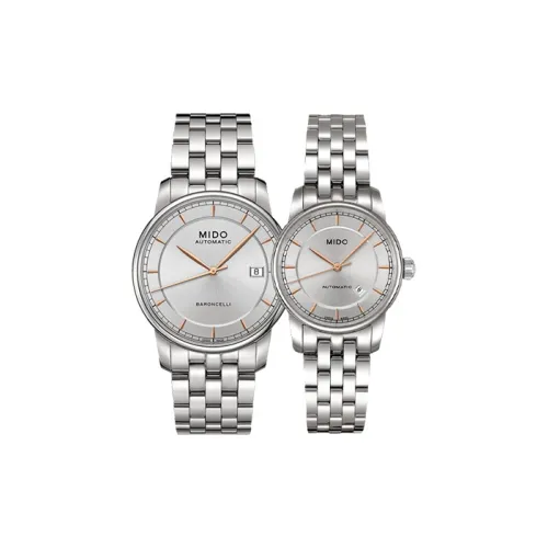MIDO Baroncelli Collection Automatic Mechanical Movement Unisex Watch 38mm Silver Dial Stainless Steel Watch Case