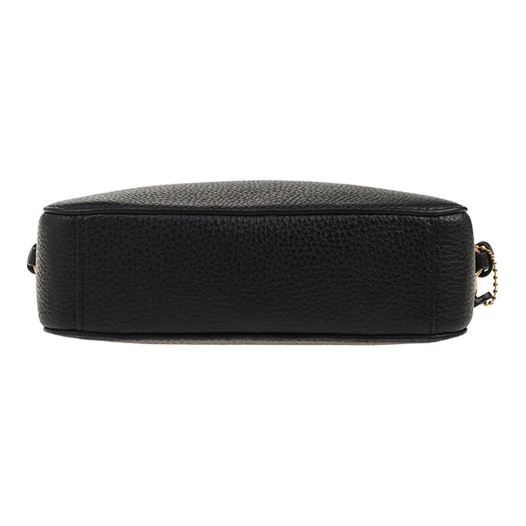 COACH Camera Cow Leather Camera Bag Shoulder Bag Crossbody Bag Small Square Bag Handbag Mini Women's Black Brass-4