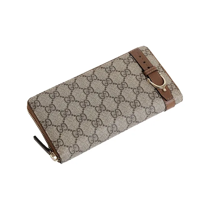 GUCCI Canvas With Leather Wallet Regular Unisex Ebony/Brown-2