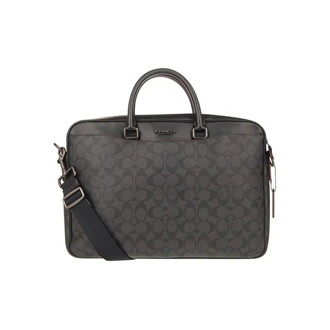 COACH Beckett Leather Laptop Bag, Briefcase, Shoulder Bag, Crossbody Bag, Handbag Large Size Men's Black-0