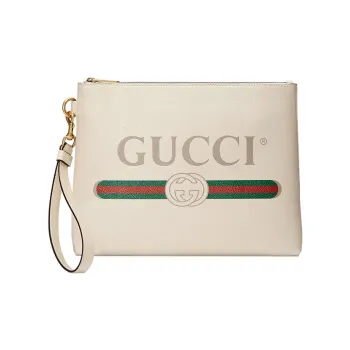 GUCCI Leather Clutch Unisex White