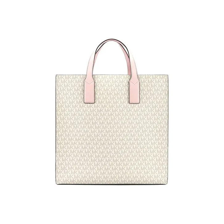 MICHAEL KORS Kenly PVC Tote Bag, Shopping Bag, Shoulder Bag, Handbag Women's Vanilla White & Pink-1