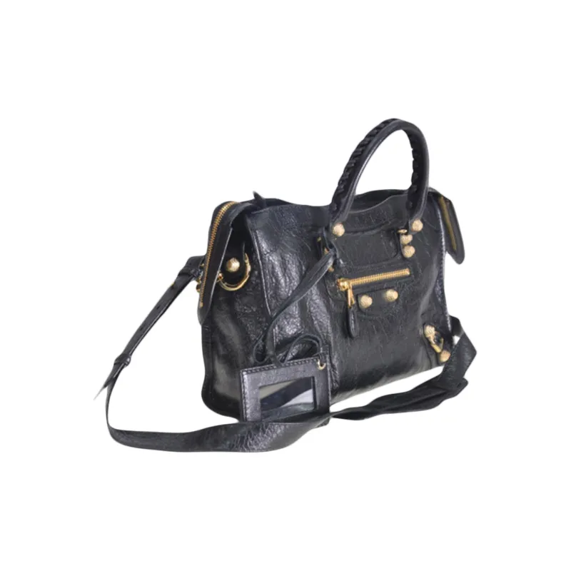 Balenciaga Neo Cagole City Sheepskin Urban Bag One Shoulder Handbag Small Size Women's Black-1