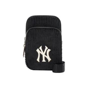MLB New York Yankees Corduroy Cell Phone Pouch Shoulder Bag Crossbody Bag Unisex Black