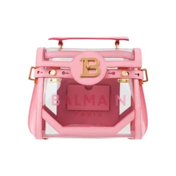 BALMAIN Calfskin With PVC Shoulder Bag, Crossbody Bag Women's Pink