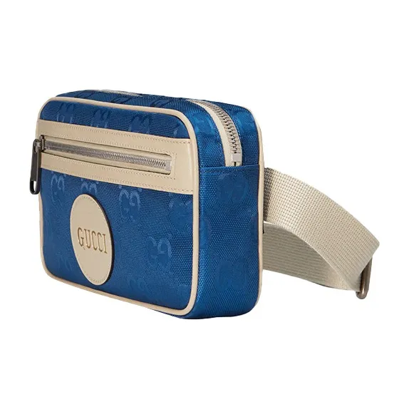 GUCCI Off The Grid Nylon Fabric Sling Bag Fanny Pack Unisex Blue/Beige-1
