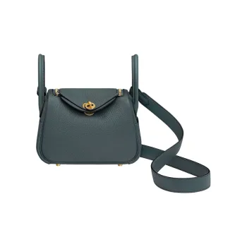 HERMES Lindy Taurillon Clemence Leather Handbag Shoulder Bag Crossbody Bag Mini Women's Bleu Orage Hurricane Blue