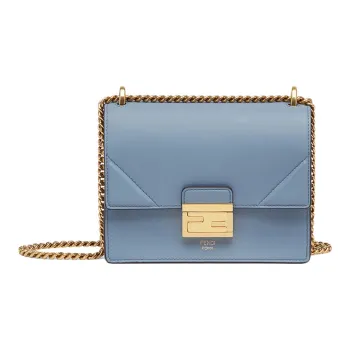 FENDI Kan U Leather Shoulder Bag, Crossbody Bag Small Size Women's Blue
