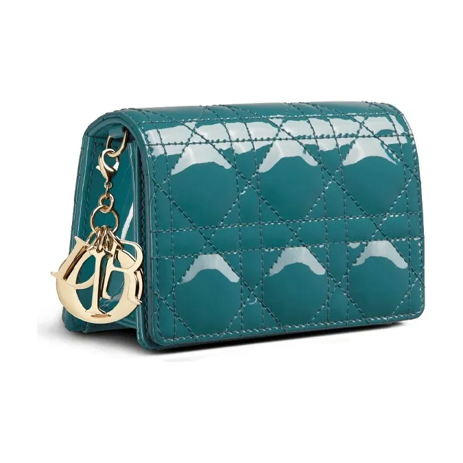 DIOR Patent Leather Cow Leather Patchwork Clutches Shoulder Bag Crossbody Bag Regular Women's Deep Sea Blue-1