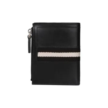BALLY Leather Clip Leather Bag Wallet Men's Black