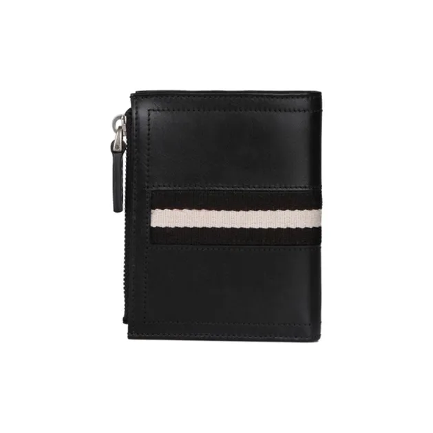 BALLY Leather Clip Leather Bag Wallet Men's Black-0