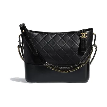 CHANEL Gabrielle Cow Leather Hobo Bag One Shoulder Crossbody Backpack Large Size Women's Black