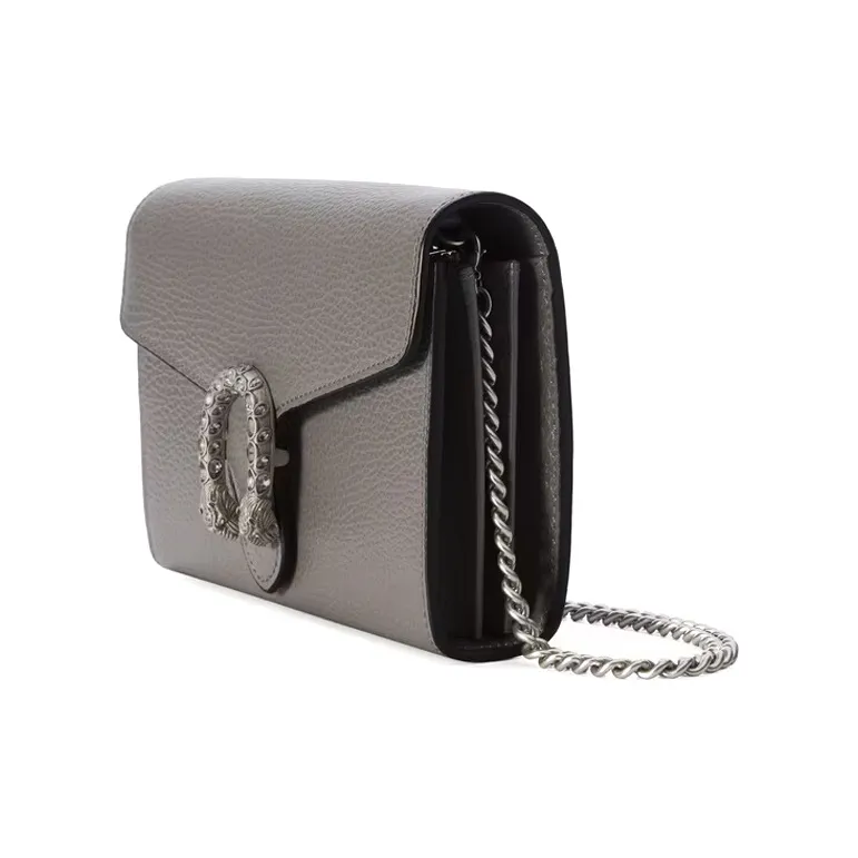 GUCCI Dionysus Cow Leather One Shoulder Handbag Crossbody Bag Mini Women's Gray-1