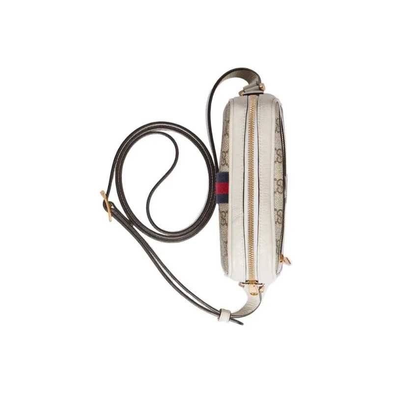 GUCCI Ophidia Canvas With Leather Crossbody Bag Shoulder Bag Women's Beige-4