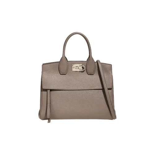 FERRAGAMO Studio Grained Cow Leather Shopping Bag Medium Size Women's Beige