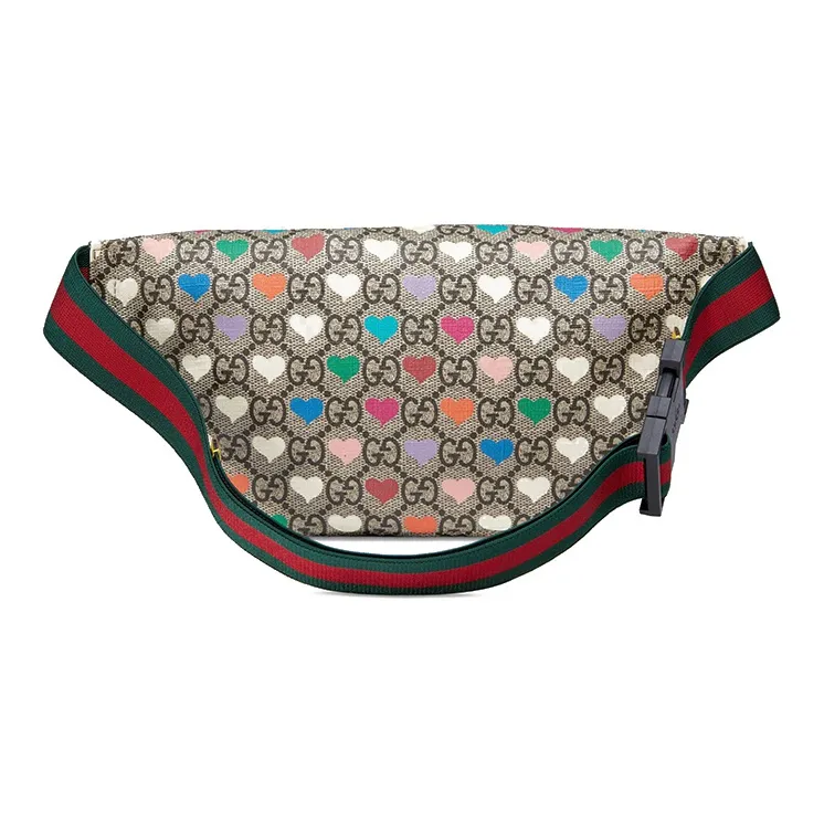 GUCCI Canvas With Leather Fanny Pack, Sling Bag, Kids' Bag Kids' Ebony/Yellow/Multicolor-2
