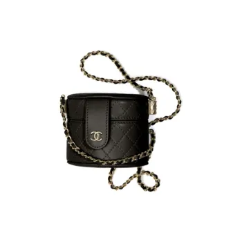 CHANEL Grain Embossed Lambskin Cylinder Bag, Makeup Bag, Handbag, Shoulder Bag, Crossbody Bag Women's Black