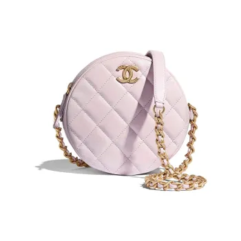 CHANEL Polished Lambskin And Gold Metal Round Small Handbag Women's Light Purple