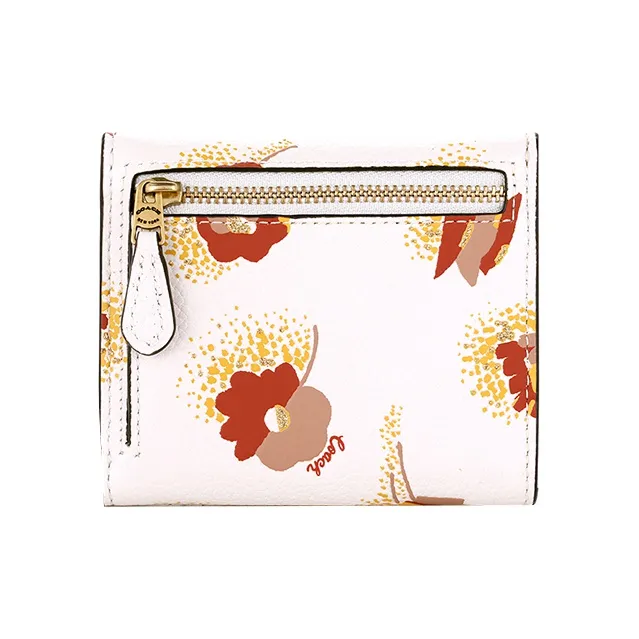 COACH Pebbled Leather Wallet Women's Yellow & White-4