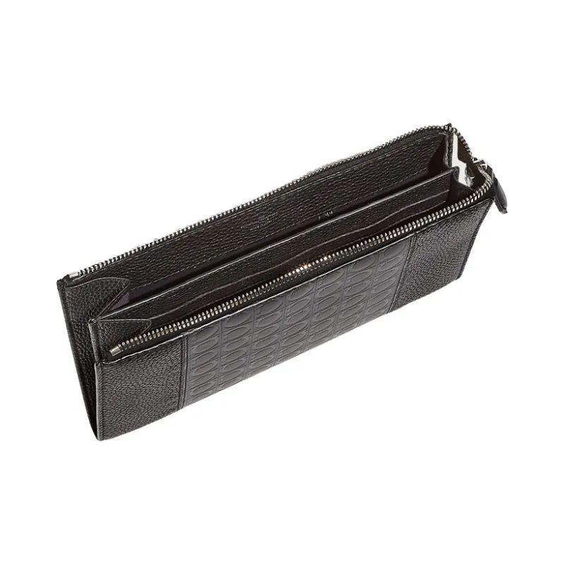 FERRAGAMO Cow Leather Clutch Regular Men's Black-3