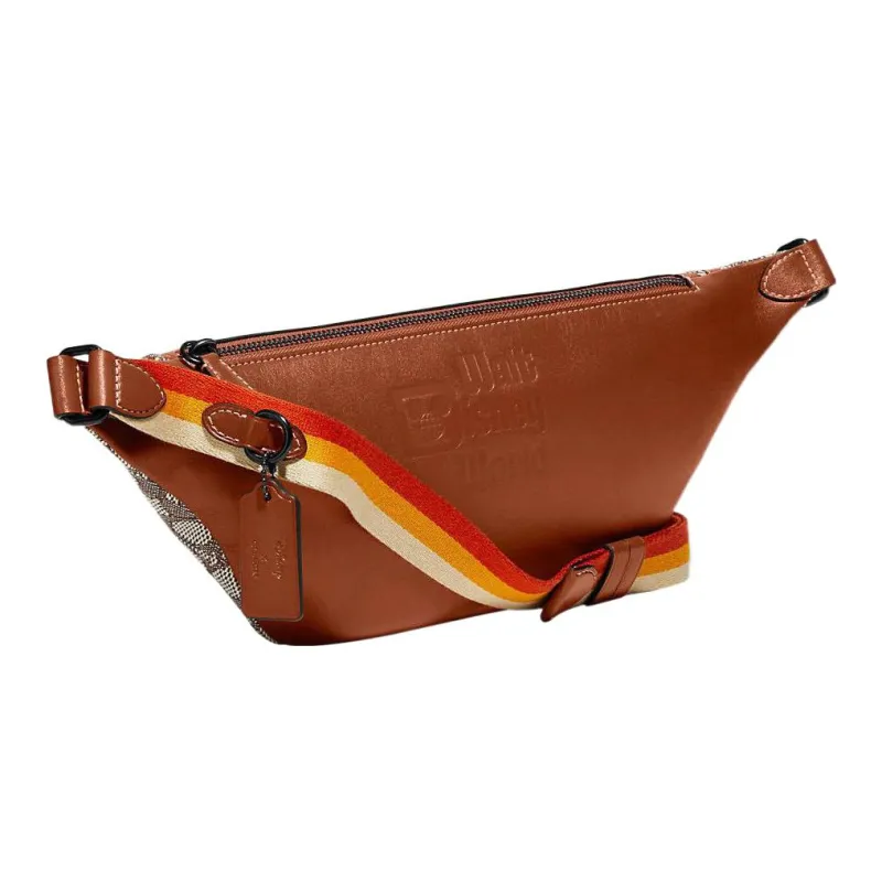 COACH X Disney Collaboration Fabric With Leather One Shoulder Crossbody Bag, Sling Bag, Fanny Pack Tubas Men's Khaki-2